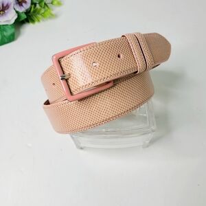 Lai Made in USA Peach Pink Textured Genuine Leather Coquette Belt